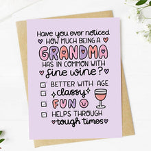 Load image into Gallery viewer, Funny Grandma and Fine Wine Greeting Card