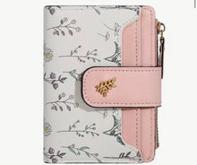 Load image into Gallery viewer, Floral Compact Bifold Wallet with Zipper Pocket