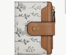 Load image into Gallery viewer, Floral Compact Bifold Wallet with Zipper Pocket