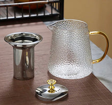 Load image into Gallery viewer, Textured Glass Teapot with Stainless Steel Infuser