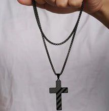 Load image into Gallery viewer, Stainless Steel Bible Verse America Flag Necklace Men USA Flag Cross
