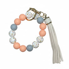 Load image into Gallery viewer, Floral Print Silicone Bead Bracelet and Key Chain