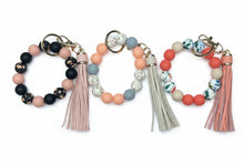 Load image into Gallery viewer, Floral Print Silicone Bead Bracelet and Key Chain