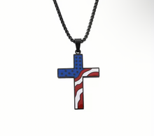 Load image into Gallery viewer, American Flag Cross Stainless Steel Necklace