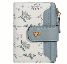 Load image into Gallery viewer, Floral Compact Bifold Wallet with Zipper Pocket