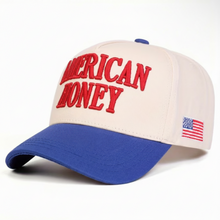 Load image into Gallery viewer, American Honey Trucker Hat – Patriotic Red, White & Blue Snapback Cap