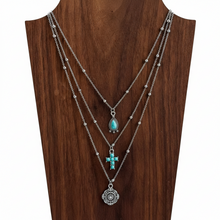 Load image into Gallery viewer, Boho Western Layered Turquoise Charm Necklace