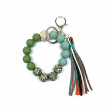 Load image into Gallery viewer, Carved Wooden and Silicone Bracelet Key Chain