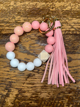 Load image into Gallery viewer, Carved Wooden and Silicone Bracelet Key Chain