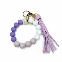 Load image into Gallery viewer, Carved Wooden and Silicone Bracelet Key Chain