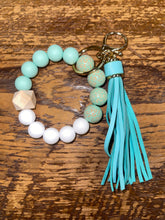 Load image into Gallery viewer, Carved Wooden and Silicone Bracelet Key Chain