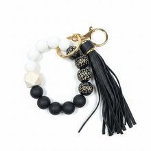 Load image into Gallery viewer, Carved Wooden and Silicone Bracelet Key Chain