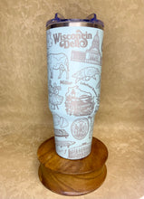 Load image into Gallery viewer, 40 oz Wisconsin-Themed Stainless Steel Tumbler with Handle & Lid