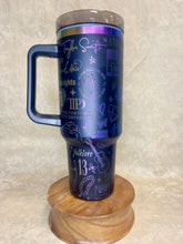 Load image into Gallery viewer, 40 oz Taylor Swift-Themed Stainless Steel Tumbler with Rainbow Holographic Engraving, Handle & Lid