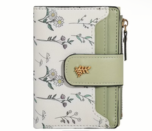 Load image into Gallery viewer, Floral Compact Bifold Wallet with Zipper Pocket