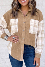 Load image into Gallery viewer, Plaid Colorblock Shirt Collar Shift Shacket