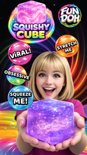 Load image into Gallery viewer, Fun Doh Squish & Squeeze Sparkle Cube Fidget Toy- 12/Display