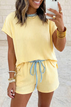 Load image into Gallery viewer, Textured Short Sleeve Rib Top Shorts 2 PCS Set
