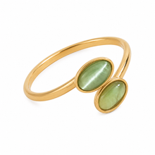 Load image into Gallery viewer, Gold-Tone Double Stone Open Ring
