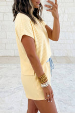 Load image into Gallery viewer, Textured Short Sleeve Rib Top Shorts 2 PCS Set
