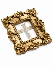 Load image into Gallery viewer, Vintage Gold Framed Bible Verse Cross Magnet
