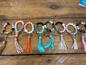 FlowingFaithCo - Handmade Silicone Bracelet Key Chain with Tassle