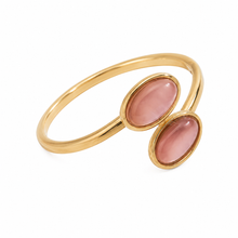 Load image into Gallery viewer, Gold-Tone Double Stone Open Ring

