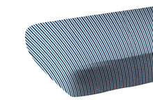 Load image into Gallery viewer, Blue and White Stripe Crib Sheet Bamboo Muslin
