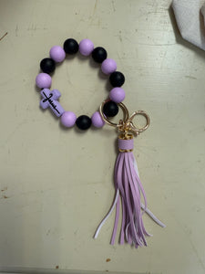 FlowingFaithCo - Handmade Silicone Bracelet Key Chain with Tassle Jesus