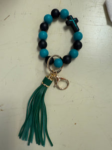 FlowingFaithCo - Handmade Silicone Bracelet Key Chain with Tassle Jesus
