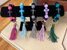 Load image into Gallery viewer, FlowingFaithCo - Handmade Silicone Bracelet Key Chain with Tassle Jesus
