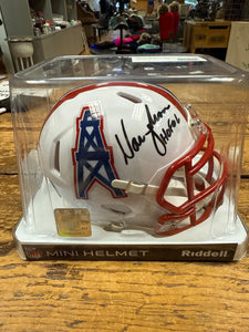 Houston Oilers - Autographed Warren Moon Mini Helmet