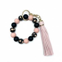 Load image into Gallery viewer, Floral Print Silicone Bead Bracelet and Key Chain
