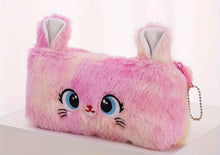 Load image into Gallery viewer, Fluffy Bunny Zipper Pouch – Plush Cosmetic &amp; Pencil Case
