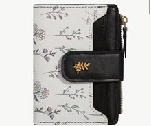 Load image into Gallery viewer, Floral Compact Bifold Wallet with Zipper Pocket
