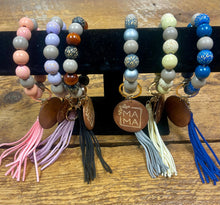 Load image into Gallery viewer, Mama Charm Wooden Bracelet Key Chain
