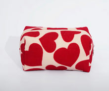 Load image into Gallery viewer, Corduroy Style Heart Print Makeup Pouch
