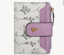 Load image into Gallery viewer, Floral Compact Bifold Wallet with Zipper Pocket
