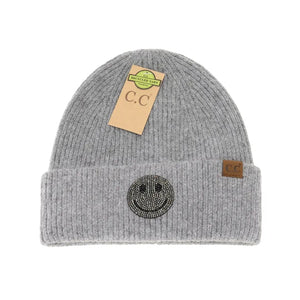 CC Rhinestone Smiley Face Beanie
