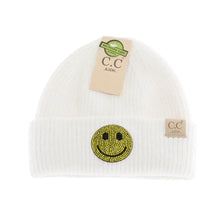 Load image into Gallery viewer, CC Rhinestone Smiley Face Beanie
