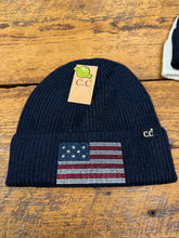 Load image into Gallery viewer, CC Rhinestone American Flag Beanie
