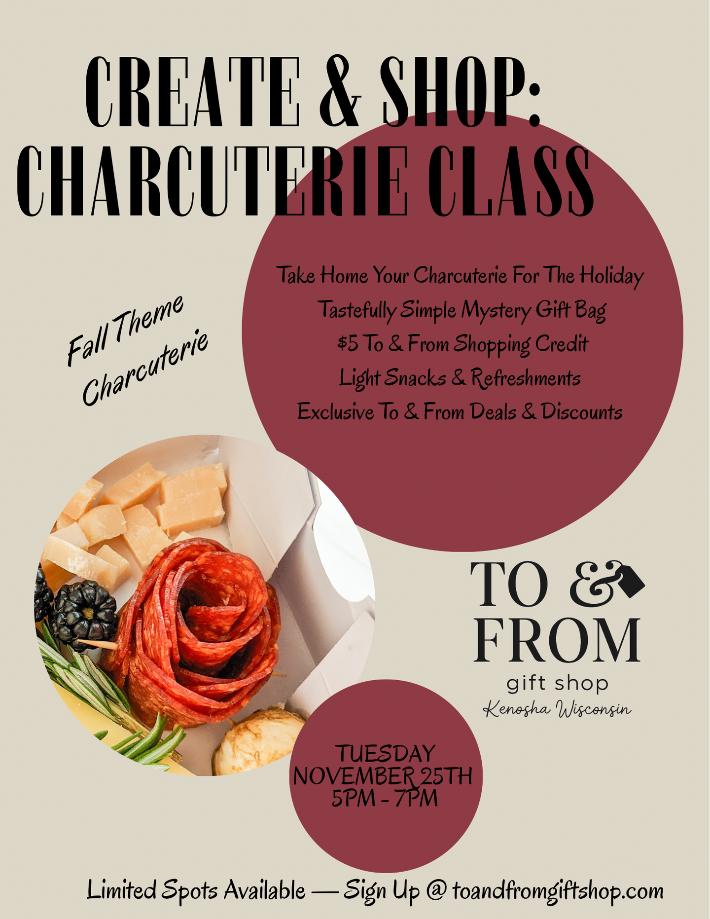 Create & Shop: Charcuterie Class Night at To & From