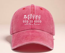 Load image into Gallery viewer, Vintage Washed “God is Good All the Time” Floral Ball Cap
