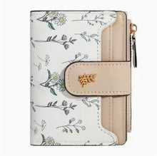 Load image into Gallery viewer, Floral Compact Bifold Wallet with Zipper Pocket
