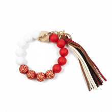 Load image into Gallery viewer, Carved Wooden and Silicone Bracelet Key Chain
