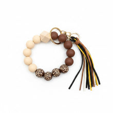 Load image into Gallery viewer, Carved Wooden and Silicone Bracelet Key Chain
