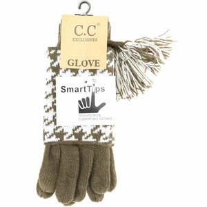 CC Houndstooth Cuffed Women's Gloves