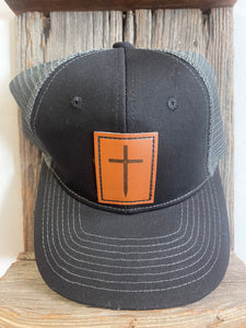 FlowingFaithCo - Leather Cross Patch Hat