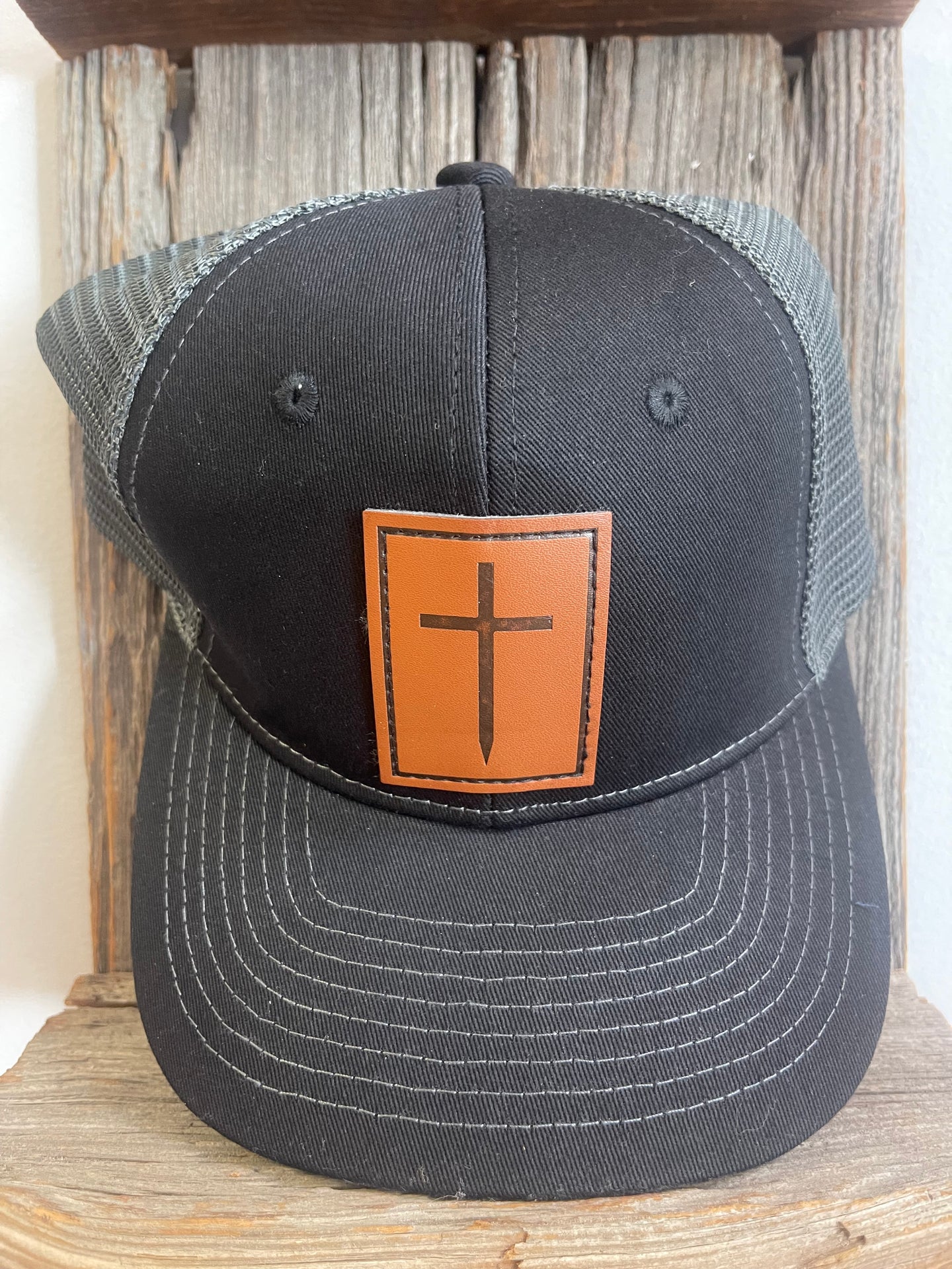 FlowingFaithCo - Leather Cross Patch Hat