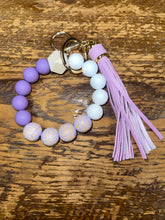 Load image into Gallery viewer, Carved Wooden and Silicone Bracelet Key Chain
